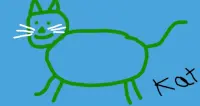 Kat the cat, drawn in green marker